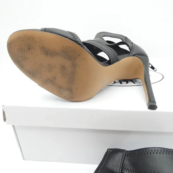 Steve Madden Domm Black Leather Cut Out Cage Stiletto Heel Sandals DOMM01S1 6.5M - Picture 4 of 7